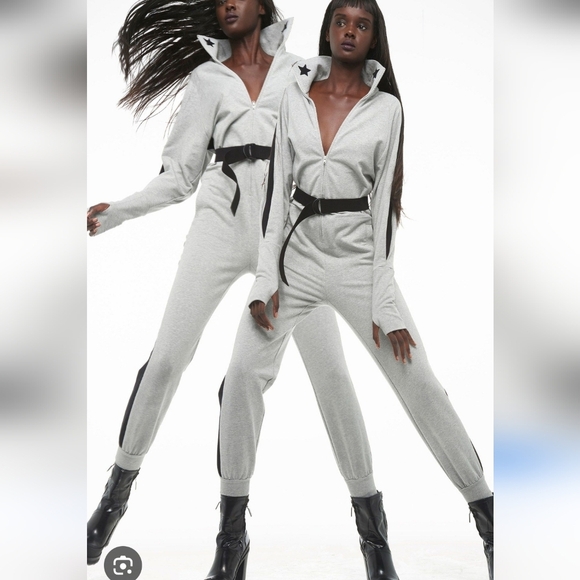 Norma Kamali Black Jumpsuit V-Neckline Tapered Legs